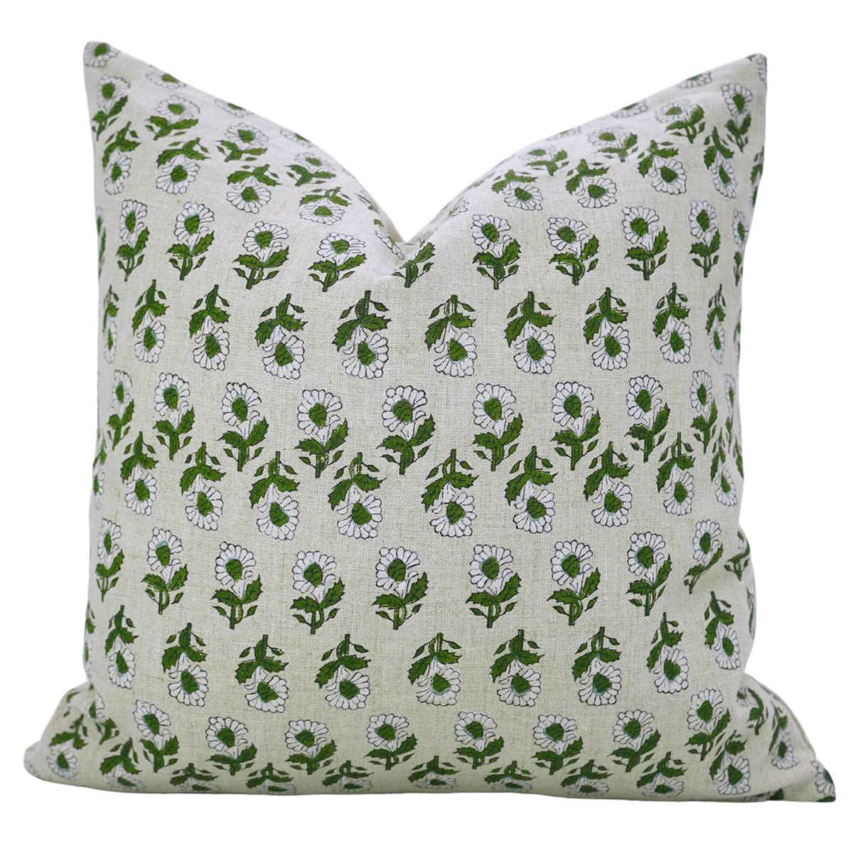Artisan Style Block Print Pure Linen Pillow Cover - Ashoka