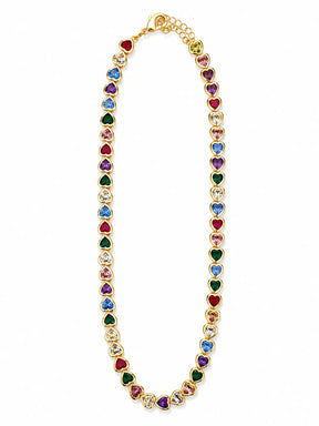 Multi Color Stone Heart Necklace