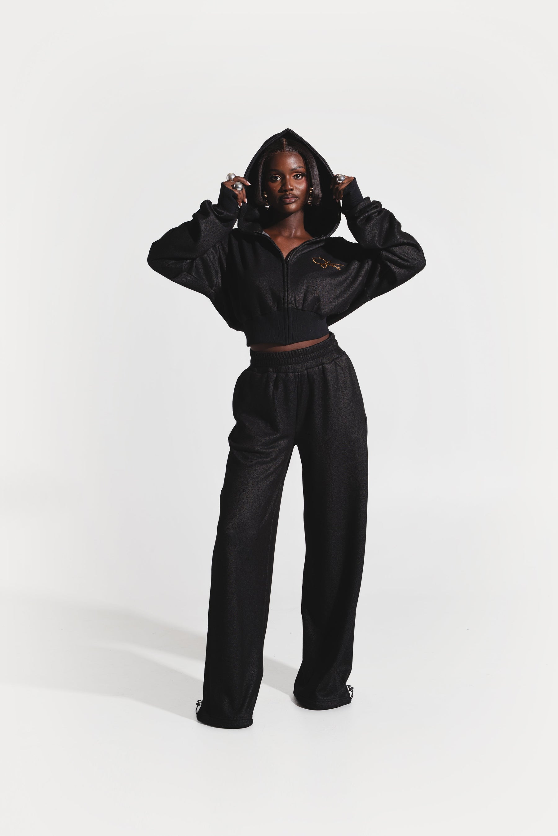 OFUURE Plush fleece Hoodie SET in CHARCOAL