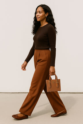 'Oyin' Brown Boxy Tote With Gold Hardware