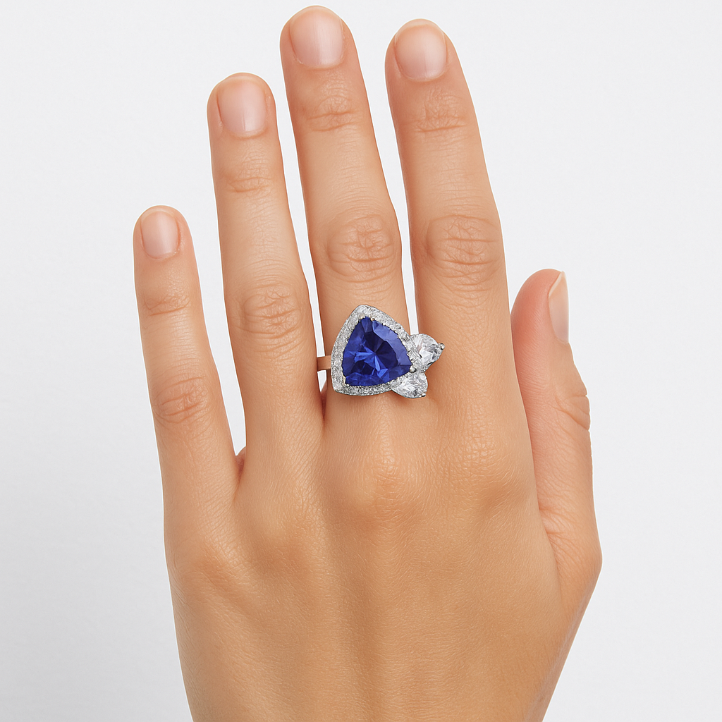 Tanzanite Blue Trillion Cut Ring
