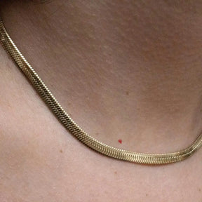Gold Herringbone Chain Necklace