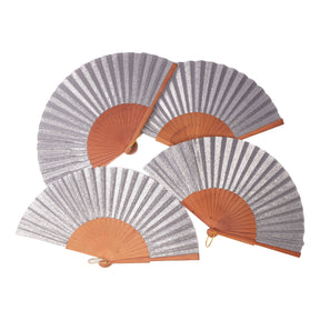 Auryana 9 inch Silver Glitter Folding Hand Fan