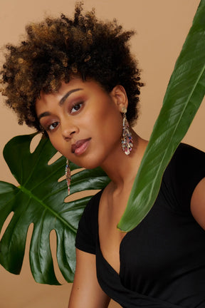 Multi Color Monstera Earrings