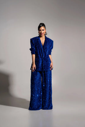 LIZA Sequin Blazer in SAPPHIRE