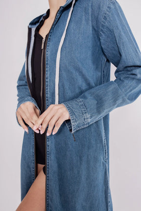 Denim Hoodie- Non Compression