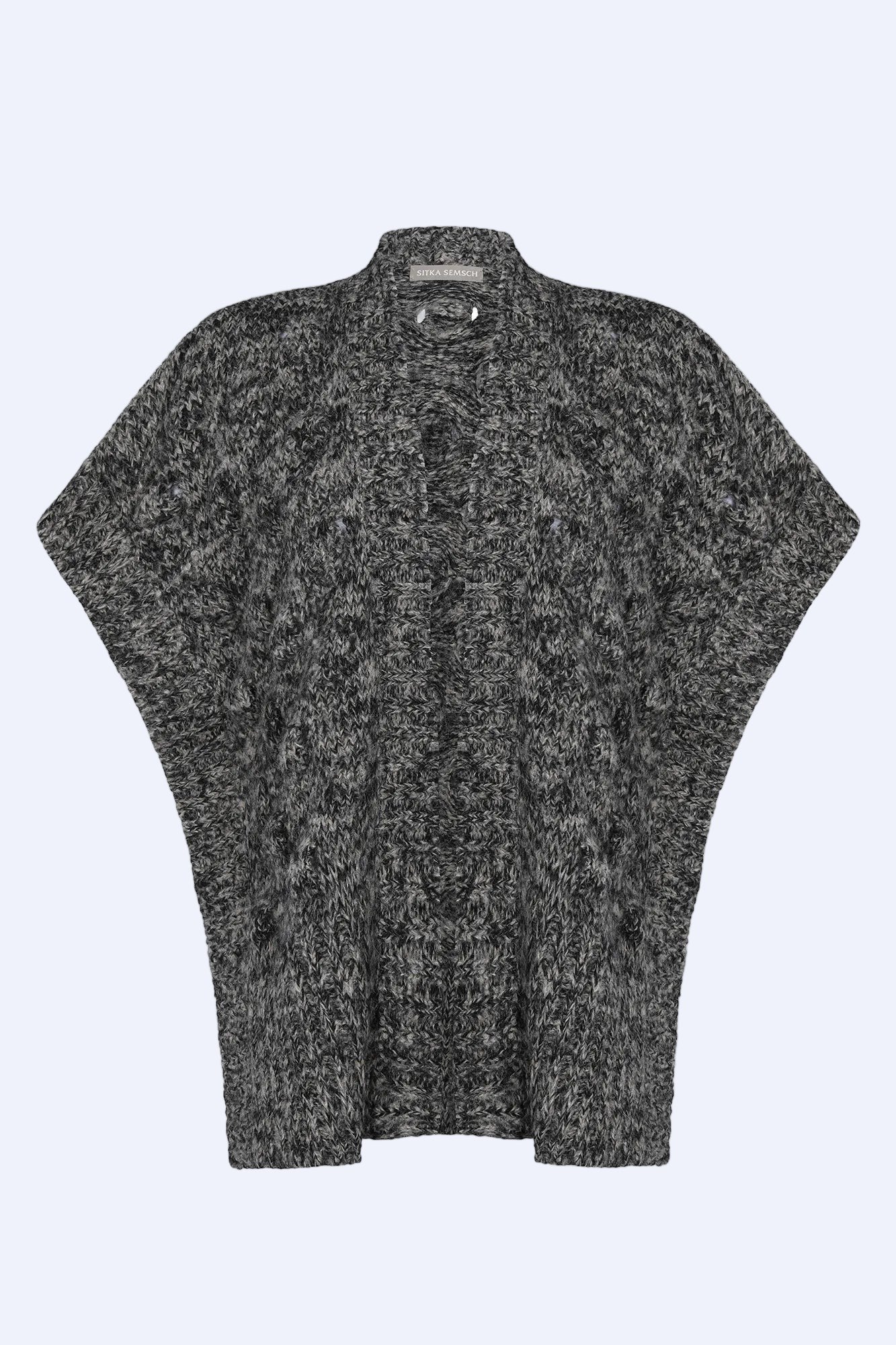 Dayana Alpaca Fringe Poncho | Black Melange