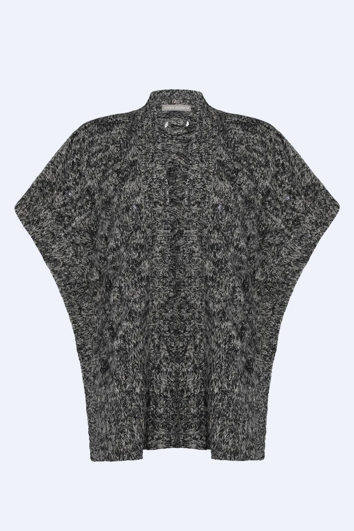 Dayana Alpaca Fringe Poncho | Black Melange