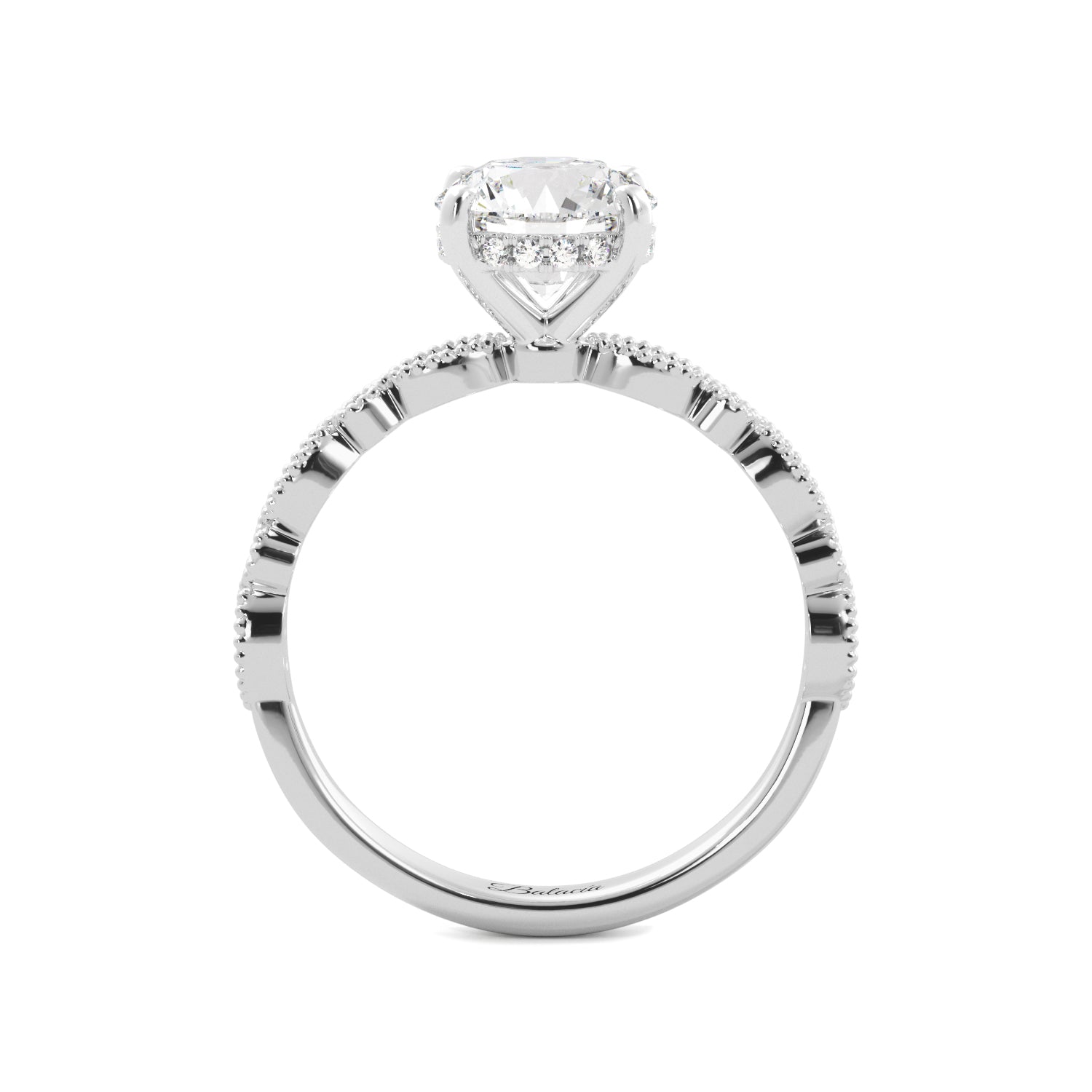 Natural Diamond Hidden Halo Platinum Engagement Ring