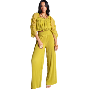 High Waisted Pleated Wide Leg Pants