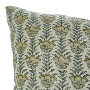 Hand l Block Print Thick Linen Pillow Cover - Lotus