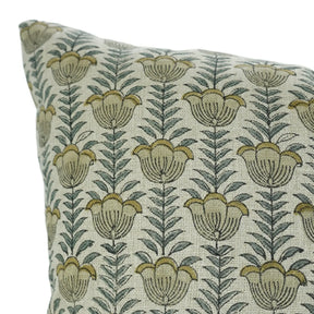 Hand l Block Print Thick Linen Pillow Cover - Lotus