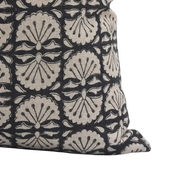 Handmaade Design Block Thick Linen Cushion Cover - Bijhni