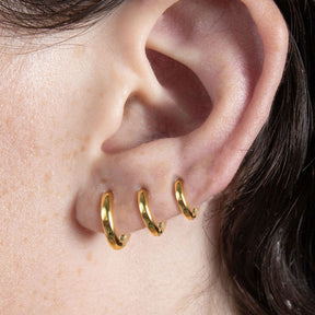 Gold Seven Mm Huggie Hoop Earring