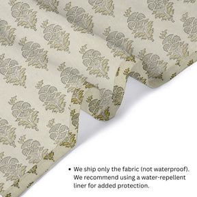 Block Print Pure Linen Shower Curtain with Ring Header - Mormukut