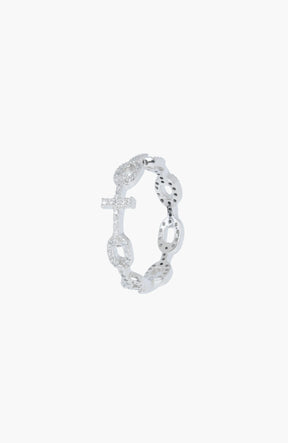Luminous Pavé Cross Chain Breaker Ring