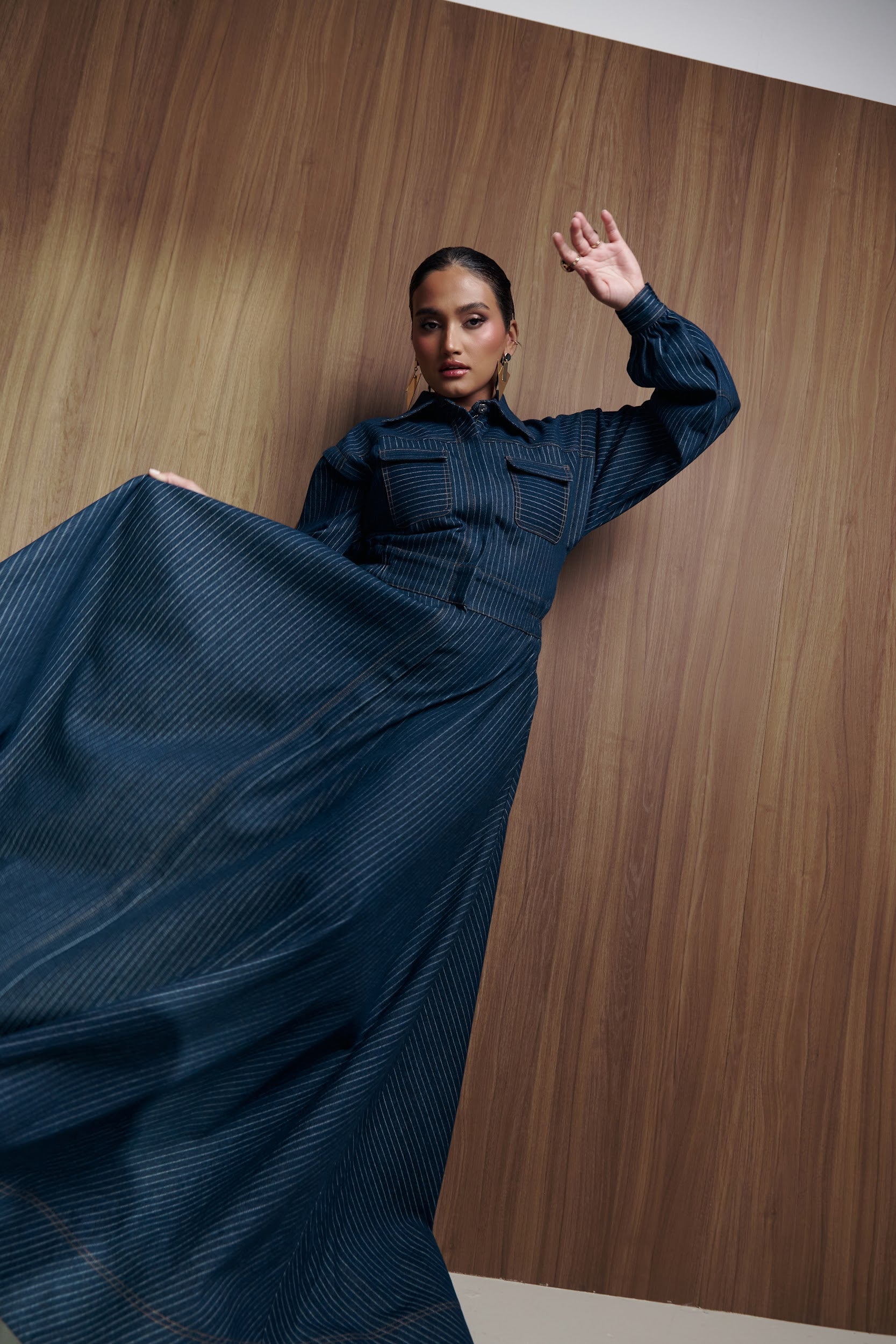 Denim Pinstripe EMMA Maxi Dress