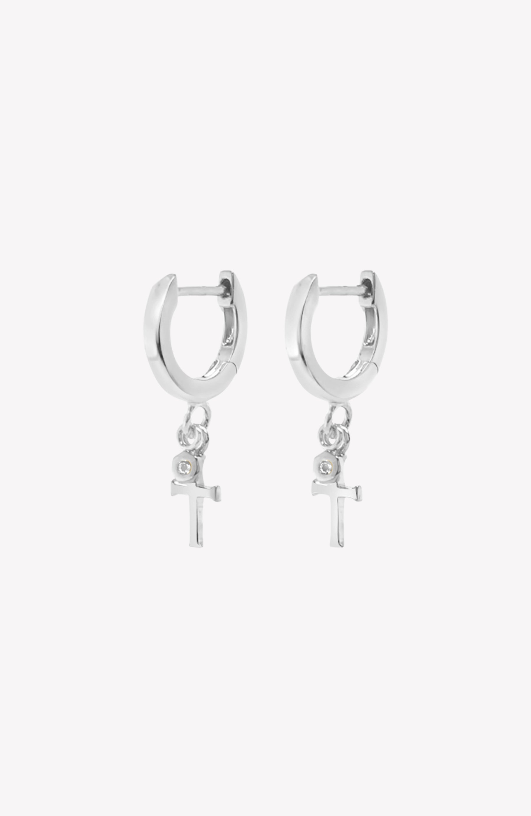 Calvary Cross Huggie Hoop Earrings