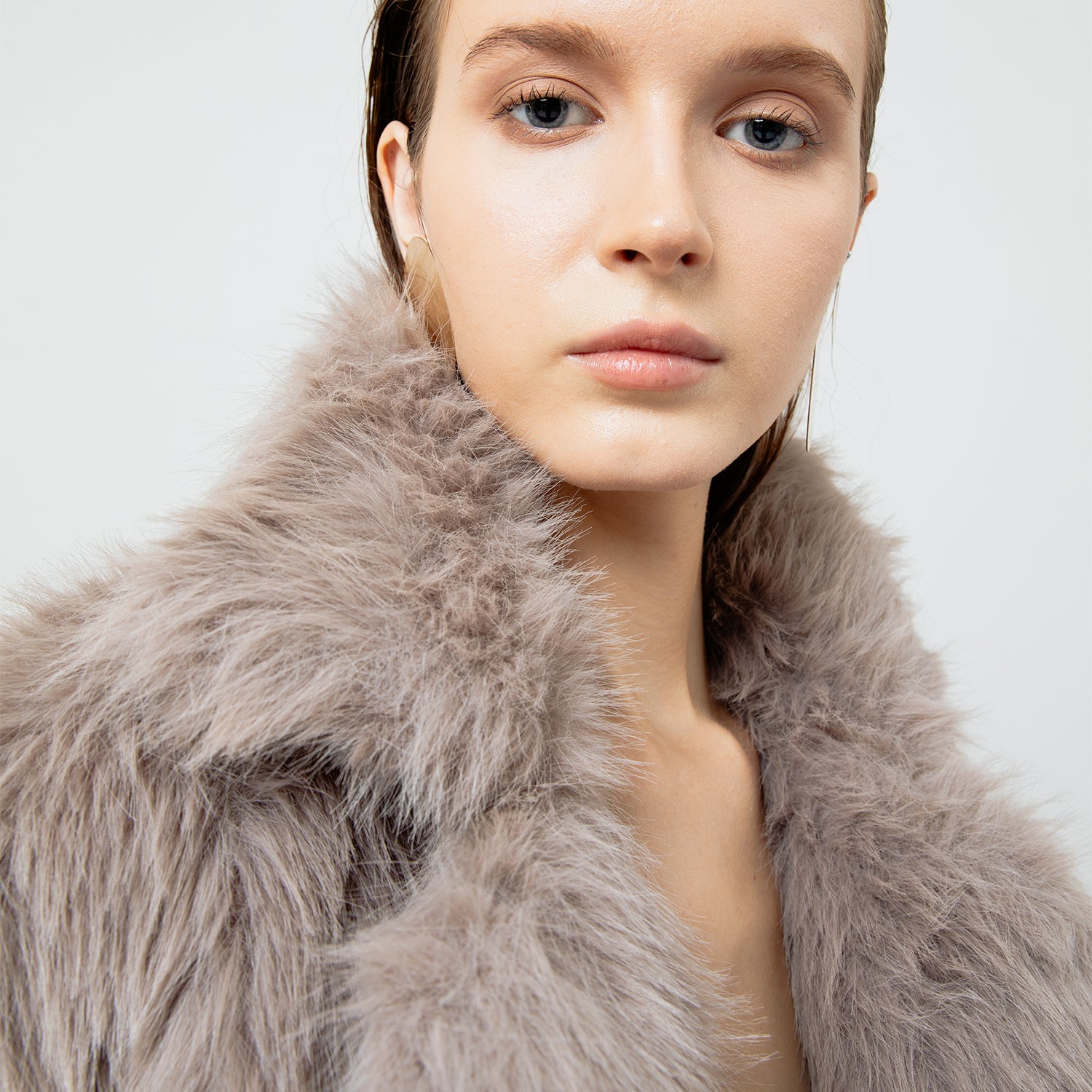 NICOLINE GREY FAUX FUR COAT OUTERWEAR