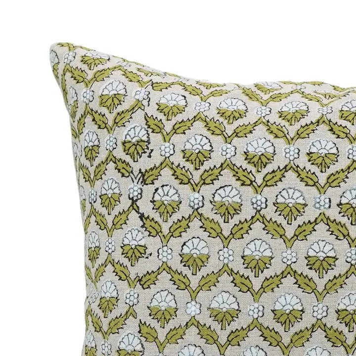 Decorative Handmade Block Print Boho Pure Linen Pillow Cover- Shehnaz