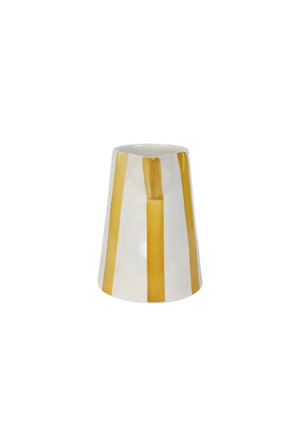 Ceramic Stripe Pitcher, Yellow- 8.25 X 8.25 X 8 Inches
