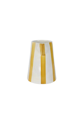 Ceramic Stripe Pitcher, Yellow- 8.25 X 8.25 X 8 Inches