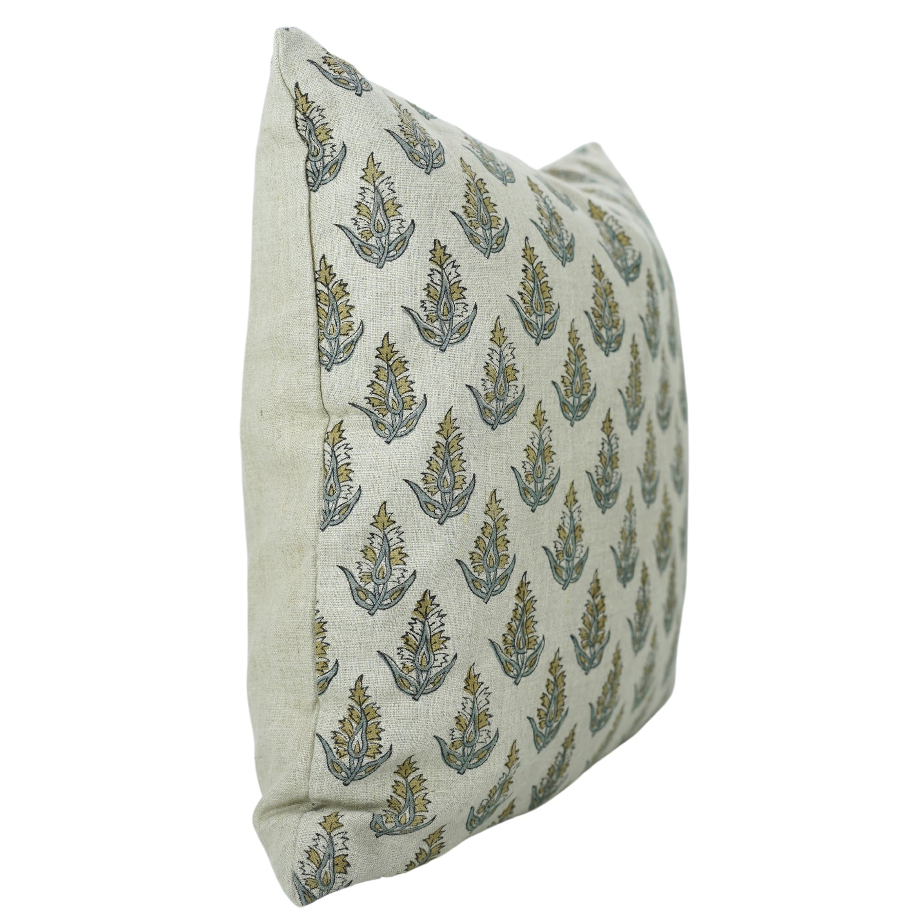 Boho Block Print Pure Linen Pillow Cover - Kanak Buti