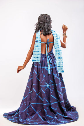 Royal Indigo Gown with Cape