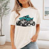 Shark Monster Truck Graphic T-Shirt | Retro Cream Ivory Cotton Tee