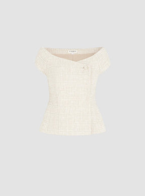 Tailored Fancy Tweed Bardot Top
