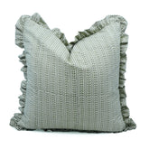 Handmade Block Print Linen Blend Frill Cushion Cover -Ratanbel