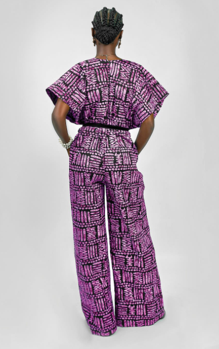 Ajah New Collection Drop2 - Batik Batwing Wide-Leg Jumpsuit
