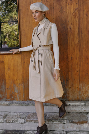 Arden Belted Vest Trench - Weekend Beige