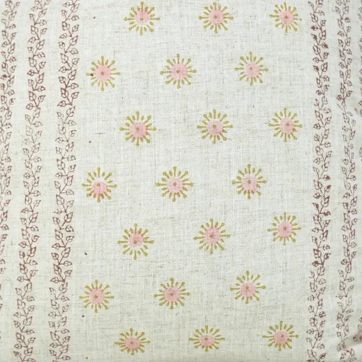 Hand Block Print Viscose Linen Pillow Cover - Happy Bloom