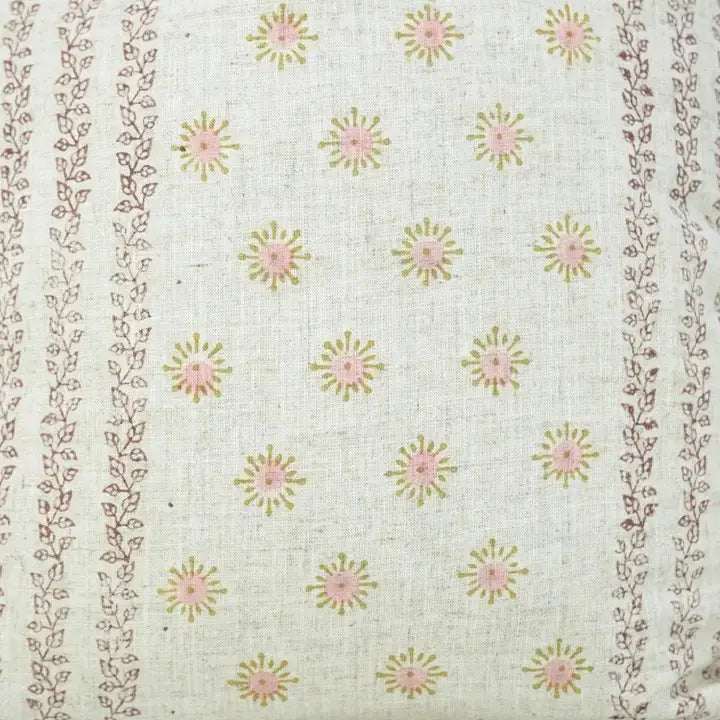 Hand Block Print Viscose Linen Pillow Cover - Happy Bloom