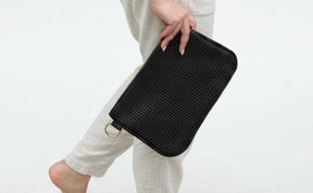 Alice Crossbody Bag, Black Embossed Leather