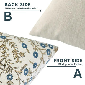 Natural Design Print Linen Blend Pillow Cover - Shehjan