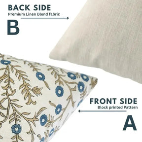 Natural Design Print Linen Blend Pillow Cover - Shehjan
