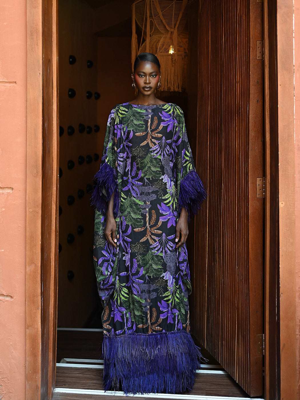 ABENI RAFFIA DRESS WITH INVISIBLE BELT