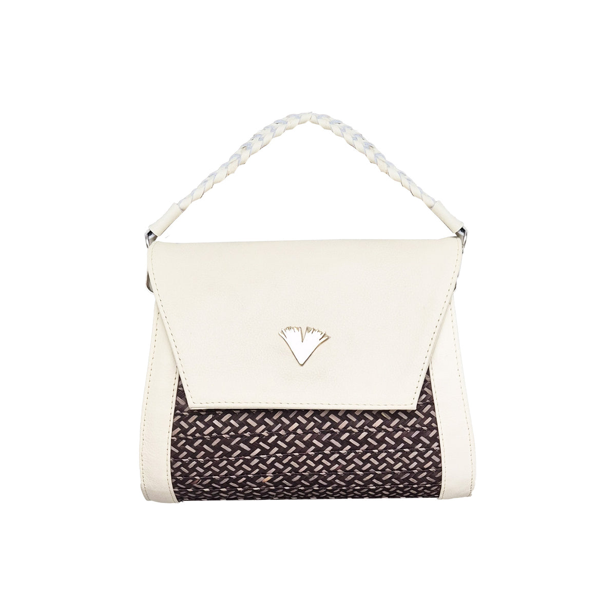 Beige Leather Crossbody Curvo Bag