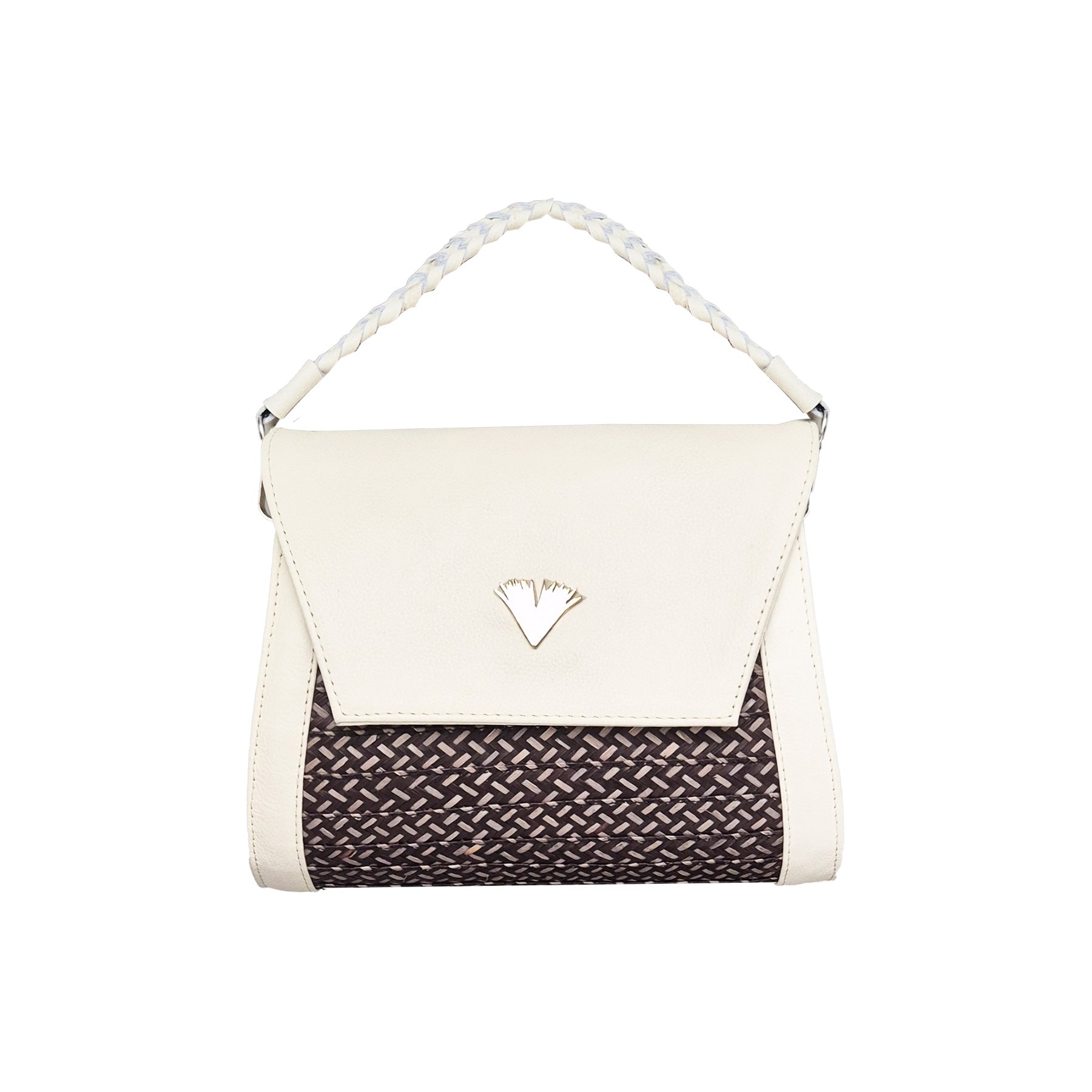 Beige Leather Crossbody Curvo Bag