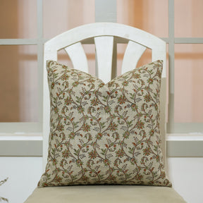 Hand Block Print Thick Linen Pillow Cover - Varanasi Cushion For Living Room
