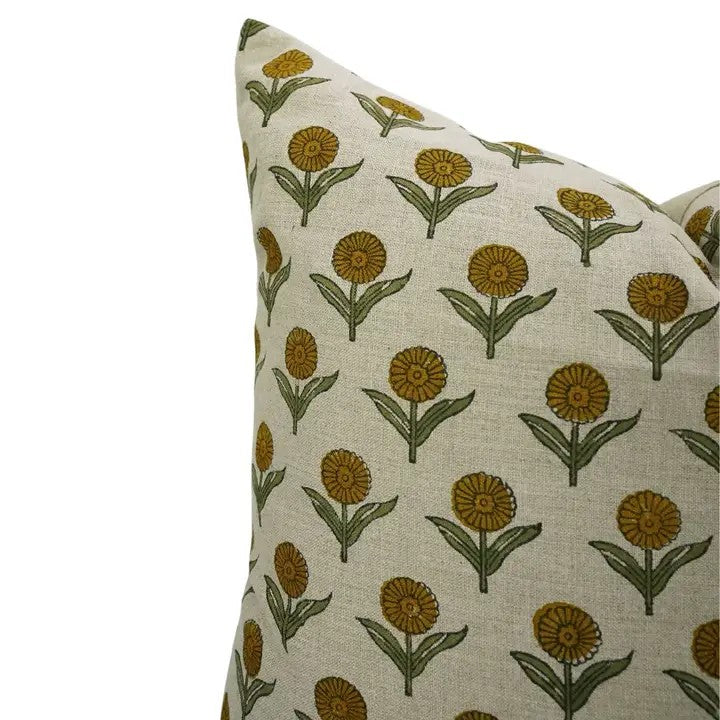 Handmade Stylish Block Print Boho Pure Linen Pillow Cover- Ganda Pushp