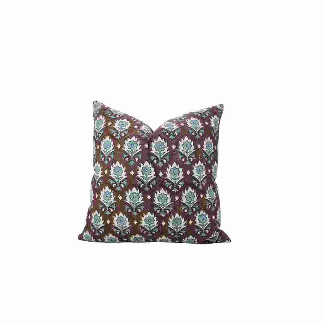 Indian Block Print Design Viscose Linen Pillow Cover - Kusum