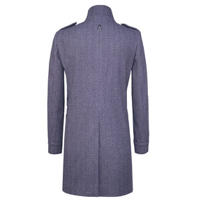 Gray coat featuring snaps and zipper details
