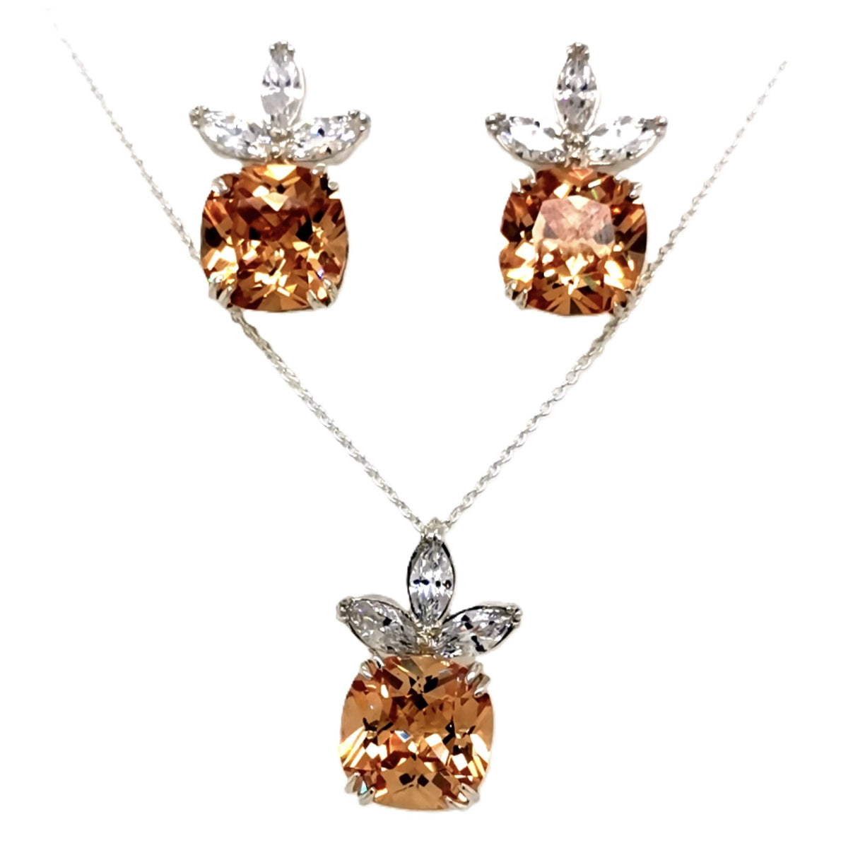 Champagne Earrings & neckalce Set