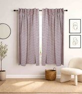 Floral Block Print Viscose Linen Curtain - Haridwar Gray and Pink Handcrafted Window Drape