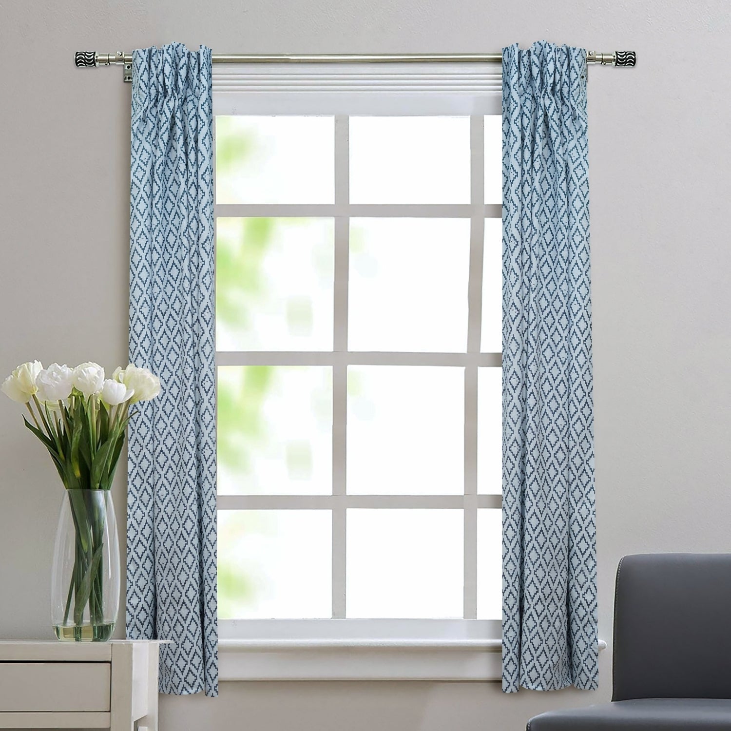 Hand Block Design Viscose Colored Linen Curtain - Drishtikon