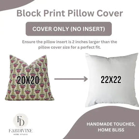 Bold Block Design Print Linen Blend Pillow Cover - Lotus