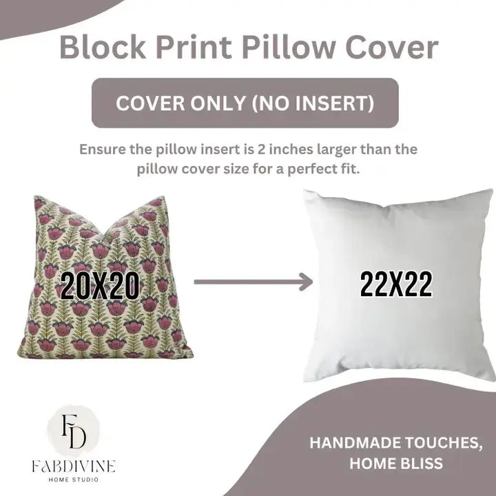 Bold Block Design Print Linen Blend Pillow Cover - Lotus
